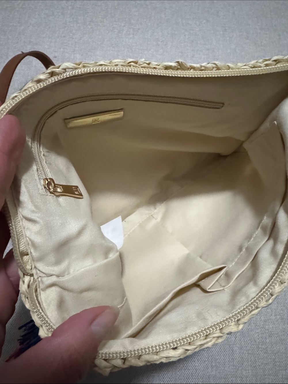 NWOT INC Brand Crossbody/Wristlet-Woven Paper-Faux Leather Trim-Brown/Natural - Picture 10 of 16